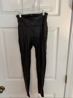 SPANX Black High-Waist Faux Leather Leggings